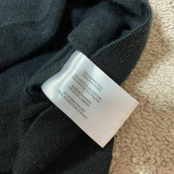 Banana Republic Black 100% Merino Wool Crew Neck Long Sleeve Sweater XL - Picture 3 of 7